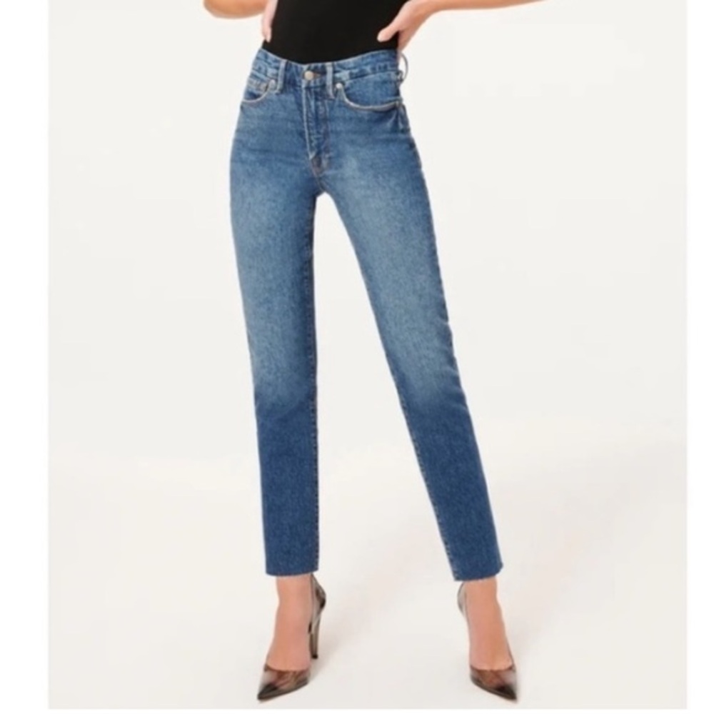 GOOD AMERICAN GOOD CLASSIC RAW HEM NWT HIGH WAIST WOMEN’S JEAN BLUE 940 SZ 2